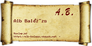 Alb Balázs névjegykártya